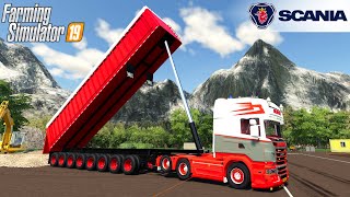 Farming Simulator 19  SCANIA R620 TOPLINE 6X2 DOUBLE BOOGIE And Semi Trailer West EP48 8 Axle [upl. by Haseefan]