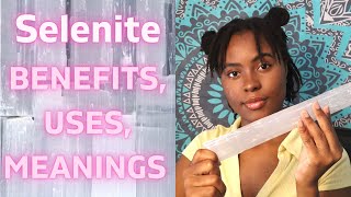 Selenite Crystal  Benefits uses and meanings  Positive Energy Purification Cleaning [upl. by Nueoras753]