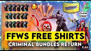 FREE FIRE NEXT CALL BACK EVENT  NEW CALL BACK EVENT  FFWS FREE SHIRTS  CRIMINAL BUNDLES RETURN 🥵 [upl. by Ahsitniuq21]