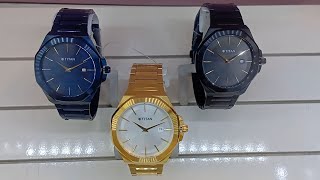 Titan New Classique Slim Analog with Date Blue Black amp Golden Stainless Steel Strap Watch For Men [upl. by Racso]