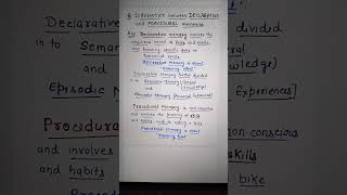 Differentiate between DECLARATIVE and PROCEDURAL Memory Class 11 PSYCHOLOGY Ch7 Human MEMORY [upl. by Birgit]