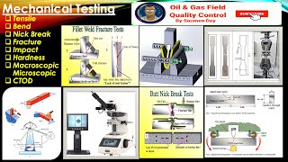 DESTRUCTIVE MECHANICAL TESTS FOR WELDS TENSILE HARDNESS BEND IMPACT FRACTURE MACROETCHING CTOD WELDS [upl. by Aynas]