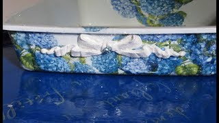 How to decoupage on Plastic new kitty litter box [upl. by Mendes]