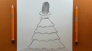 Disegno del retro di una ragazza facile per principianti 💚 disegno di una ragazza facile [upl. by Enrak]