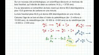 Datation au carbone 14 Exemple dexercice [upl. by Imojean416]