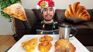 APPLE TURNOVER CROISSANT AND RAISIN AND CHOCOLATE PISTACHIO PASTRIES MUKBANG EATING SHOW [upl. by Shepherd403]