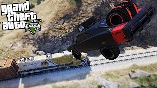 GTA 5 Mods  DOMS CHARGER vs THE TRAIN [upl. by Farhi387]