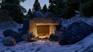 Snowy Cave Camping  Blizzard and Fireplace Sounds for Sleeping  Fireplace and Book [upl. by Irab]