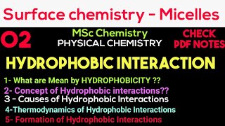 Hydrophobic Interactions  Hydrophobicity  Cause  Thermodynamic  Factors •Msc Chemistry• notes [upl. by Alina]