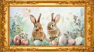 Vintage Gold Frame Easter Bunnies TV Wallpaper Tv Screensaver 3 hours long No sound Wallpaper TV [upl. by Analed]