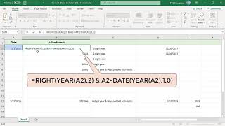 How to Convert Dates to Julian Date Formats in Excel  Office 365 [upl. by Adnohral192]