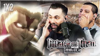 Our First Time Watching Anime  Attack On Titan 1x2 quotThe Fall of Shiganshina Part 2quot Reaction [upl. by Xylia881]