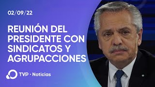 El Presidente se reúne con organizaciones sindicales sociales y de DDHH [upl. by Imled]