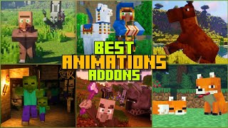 🥇TOP 3 ANIMATIONS ADDON for BEDROCK  MINECRAFT PE 121 addons [upl. by Abehshtab]