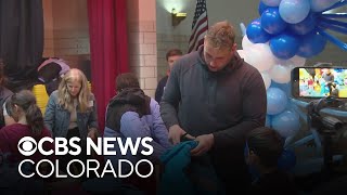 Denver Broncos Zach Allen handed out coats to students at Ellis Elementary School [upl. by Persse]