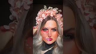 Peach fuzz sugar skull makeup 🍑💀 makeupartist makeup halloween [upl. by Ysset]