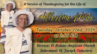 A Service of Thanksgiving for the Life of Albertine Hoyte [upl. by Ayidah]