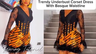 How to Draft an Underbust Corset Dress With Basque Waistline Beginners Friendly [upl. by Mill713]