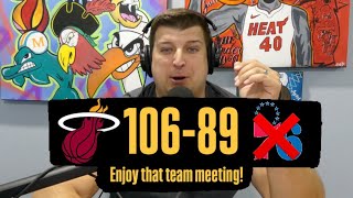 Jimmy Butler Dazzles In Return  Miami Heat Send Sixers To Sad Postgame Team Meeting [upl. by Llenrod]