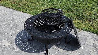 PaPaJet 36 Inch Fire Pit with 2 Grills Outdoor Wood Burning with Lid Backyard Patio Review [upl. by Koball]