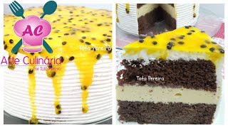 BOLO RECHEADO COM MOUSSE DE MARACUJÁ SUPER FÁCIL [upl. by Tepper]