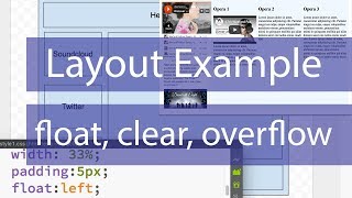 Layout Example CSS  Float Display Clear Overflow properties [upl. by Nonna]