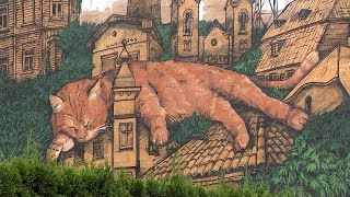 Latvian mural features red cat named Peach [upl. by Cyler]