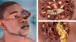 ASMR Removes Giant Acne amp Maggots Parasitic Pustules on eyes  Deep Cleaning Animation [upl. by Aubrey]