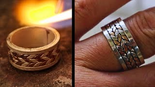 Special design mens ring made of copper and silver [upl. by Ellekcim318]