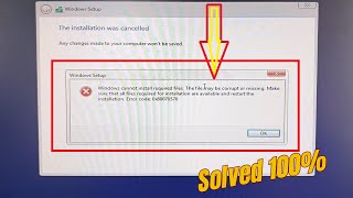 How to Fix windows cannot install required files the file may be corrupt or missing  0x80070570 [upl. by Tammy]