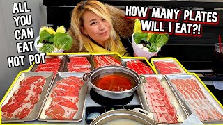 HOW MANY MEAT PLATES WILL I EAT ALL YOU CAN EAT HOT POT at Broth Shabu in Cerritos RainaisCrazy [upl. by Meill]