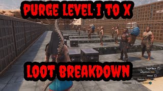 Conan Exiles Age of War Chapter 2 Purge Loot Breakdown  Levels 1 to 10 conanexilesgameplay [upl. by Tolmach461]