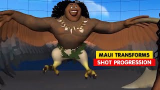 MOANA  Maui Transforms Shot Progression  Animation Breakdowns  3D Animation Internships [upl. by Mullac]