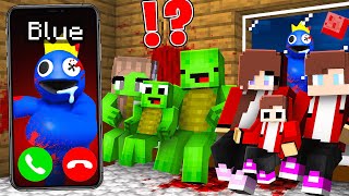 Why Scary Blue From Rainbow Friends Called JJ and Mikey Family at Night  in Minecraft Maizen [upl. by Wesle]