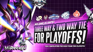 ALL MPL ID TEAMS SCENARIOS TO PLAYOFFS IS CRAZYY THREE WAY TIE POSSIBILITY FINAL MiRecap [upl. by Aiekram]