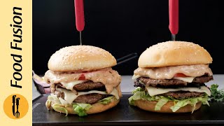 Beef Smash Burger Recipe By Food Fusion [upl. by Donovan262]