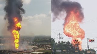 TEAM COVERAGE Pipeline explosion fire rocks La Porte Deer Park [upl. by Clywd]