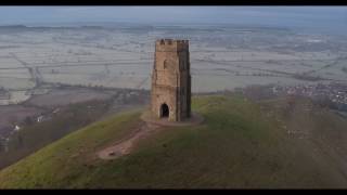 Sunrise Drone View of Glastonbury Tor [upl. by Ahsinaw652]