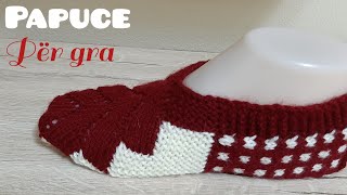 🧶Si te bejme papuce per gra me dy ngjyra  Punime me shtiza [upl. by Yespmed458]