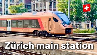 Trains nonstop at Zürich HB main station  Zurich Switzerland [upl. by Ycinuq186]