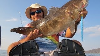 Kayak Jigging for groupers and Barracudas Jigging για quotμαύραquotκαι λούτσους από καγιάκ [upl. by Lebazej]