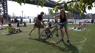 Social Distancing Circles added to Domino Park in Brooklyn [upl. by Kizzie]