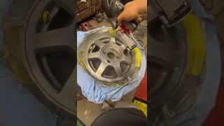 15 dollar Autozone wheel paint painting wheels for the cheap painting diy cheap honda [upl. by Ohl]