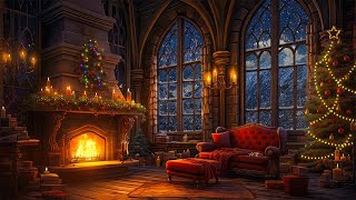 Christmas is coming🎄Cozy Cabin Ambience with Fireplace Crackling amp Blizzard Sounds for Relaxation🔥 [upl. by Eylk421]