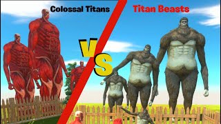 Fight between Colossal Titan vs Titan Beast family arbs animalrevoltbattlesimulatorsimulator [upl. by Aznaed]