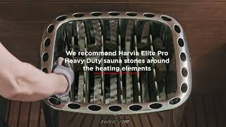 Harvia  Stacking sauna stones into a professional electric heater [upl. by Acimahs]