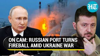 Zelensky Invites Putins Wrath After Ukrainian Drones Spark Fire At Russian Port  Report [upl. by Ahsuatal]