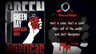 Green Day  Give Me Novacaine  Shes a Rebel Lyric Video [upl. by Aela]