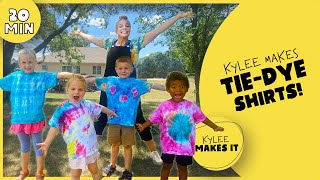 Kylee Makes TieDye Shirts How to Make Five Different Designs with Two Minute Tie Dye for Kids [upl. by Musser940]