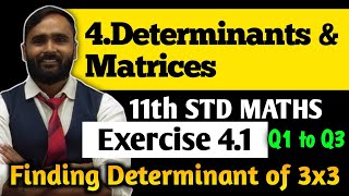 11th MATHS  4DETERMINANTS AND MATRICES  Exercise 41 Q1 to Q3 Finding Determinant [upl. by Bach879]